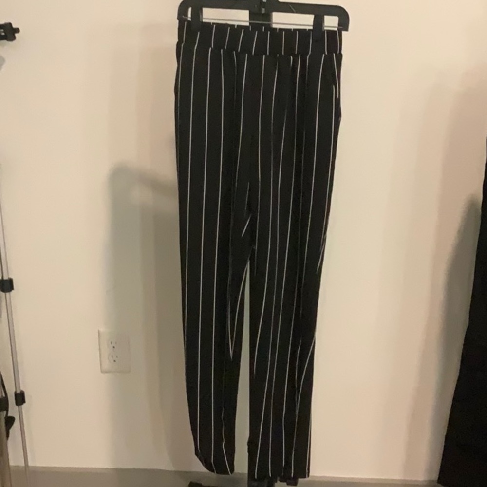 Black and white stripe dress pants